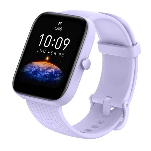 Amazfit Bip 3 SmartWatch con pantalla a color grande de 1,69" 50 Esferas Reloj con 60 modos deportivos 5 ATM Resistente 14 días Duración de la Batería con Frecuencia cardíaca Monitor de SpO2 Violeta