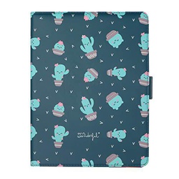 WONDEE Mr Wonderful Funda Tablet Universal de 9.7" a 10.2" Pulgadas,Tipo Libro con Diseño Cactus, Multicolor