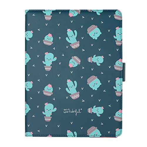 WONDEE Mr Wonderful Funda Tablet Universal de 9.7" a 10.2" Pulgadas,Tipo Libro con Diseño Cactus, Multicolor