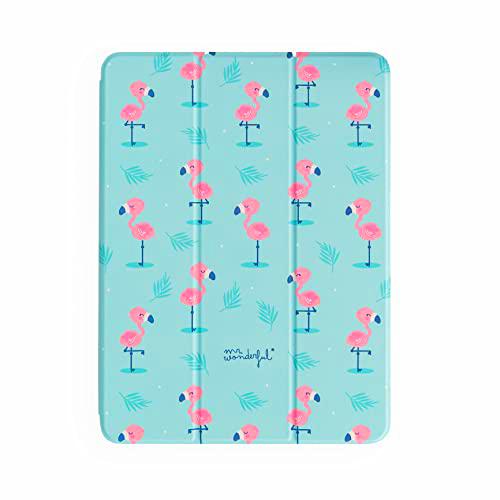 WONDEE Mr Wonderful Funda para iPad de 10,2 Pulgadas de Apple con Iman Compatible con Smartkeyboard Marca de flamencos, Azul