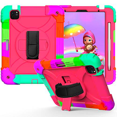 Anewone Case for iPadpro11 2018/2020/2021 , Heavy Duty Rugged Full-Body Hybrid Shockproof Drop Protection Cover -Colorful Rose