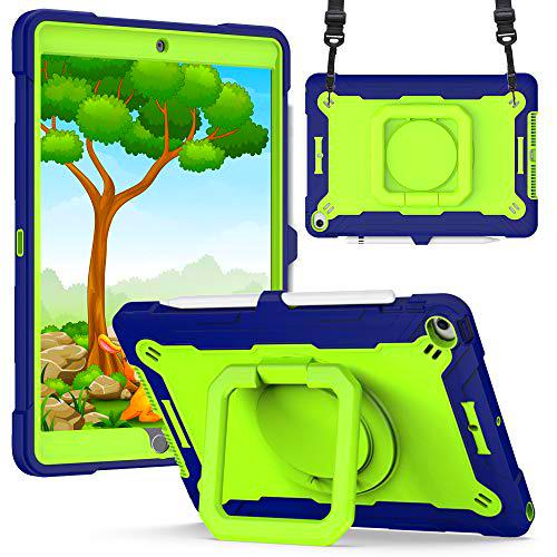 Funda para iPad 7/8/9th Generation 10.2 ’’, Estuche a Prueba de Golpes con Soporte de lápiz [Correa de Mano giratoria de 360 ​​º] y Soporte