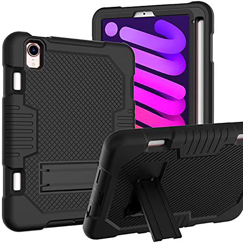 Funda para iPad Mini6 2021, Cubierta de protección contra caídas Resistente híbrida a Prueba de Golpes con Soporte para iPad 8.3'', Negro