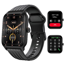 IOWODO Smartwatch,1.85" Reloj Inteligente Hombre Mujer con Llamadas Bluetooth y Whatsapp Mensajes Notificación Alexa SpO2 Pulsómetro Sueño Podómetro,100 Modos Deportivos para iOS Android Teléfono