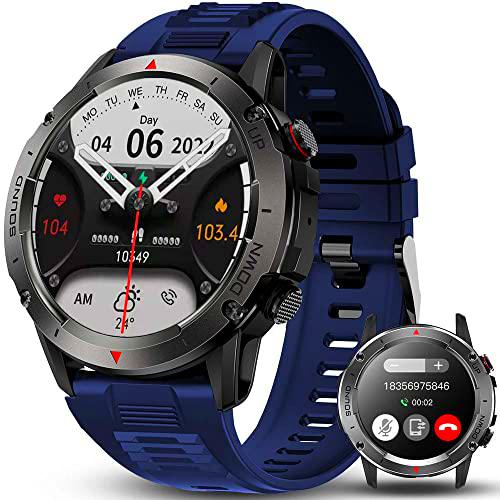 Bengux Reloj Inteligente Hombre con Llamadas y Whatsapp,1.39" smartwatch con Monitor de sueño Frecuencia Cardíaca