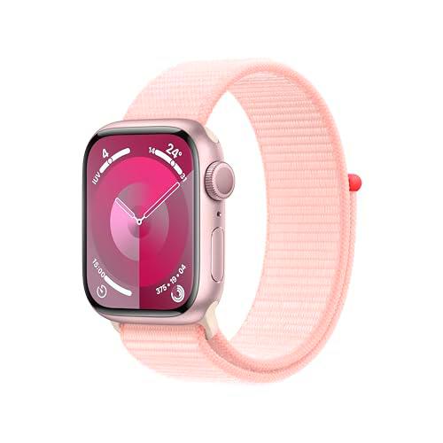 Apple Watch Series 9 [GPS] Smartwatch con Caja de Aluminio en Rosa de 41 mm y Correa Loop Deportiva Rosa Claro
