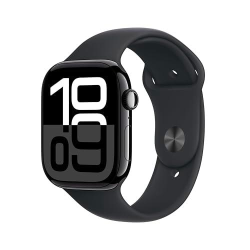 Apple Watch Series 10 GPS Smartwatch con Caja de Aluminio Negro Brillante de 46 mm y Correa Deportiva Negro