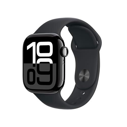 Apple Watch Series 10 GPS + Cellular Smartwatch con Caja de Aluminio Negro Brillante de 42 mm y Correa Deportiva Negro