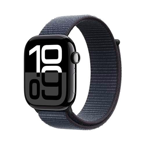 Apple Watch Series 10 GPS Smartwatch con Caja de Aluminio Negro Brillante de 46 mm y Correa Loop Deportiva Tinta