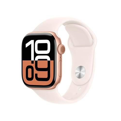 Apple Watch Series 10 GPS Smartwatch con Caja de Aluminio Oro Rosa de 42 mm y Correa Deportiva Rosa Rubor